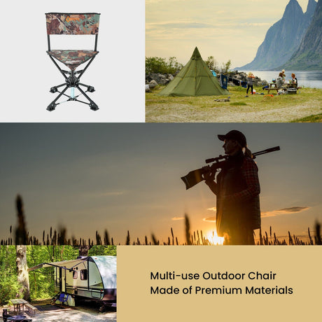 Arrowhead Outdoor 360°-Swiveling Compact Hunting Blind and Fishing Chair Stool Seat, Camouflage