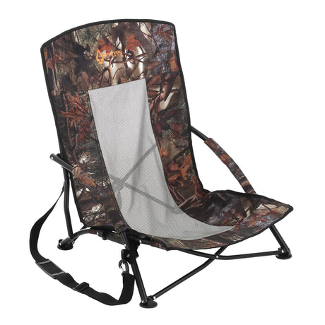 Arrowhead Outdoor Low-Profile Portable Folding Turkey Hunting Blind Chair with Padded Armrests, Mesh Seat, No-Sink Feet, and Carrying Bag