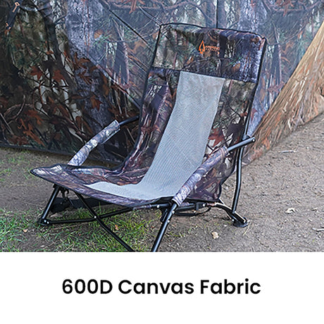 Arrowhead Outdoor Low-Profile Portable Folding Turkey Hunting Blind Chair with Padded Armrests, Mesh Seat, No-Sink Feet, and Carrying Bag
