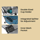 Arrowhead Outdoor Portable Oversized Folding Camp Chair with 2 Cup-Holders, Side Mesh Pockets, and Carry Bag, Blue