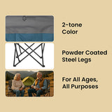 Arrowhead Outdoor Portable Oversized Folding Camp Chair with 2 Cup-Holders, Side Mesh Pockets, and Carry Bag, Blue