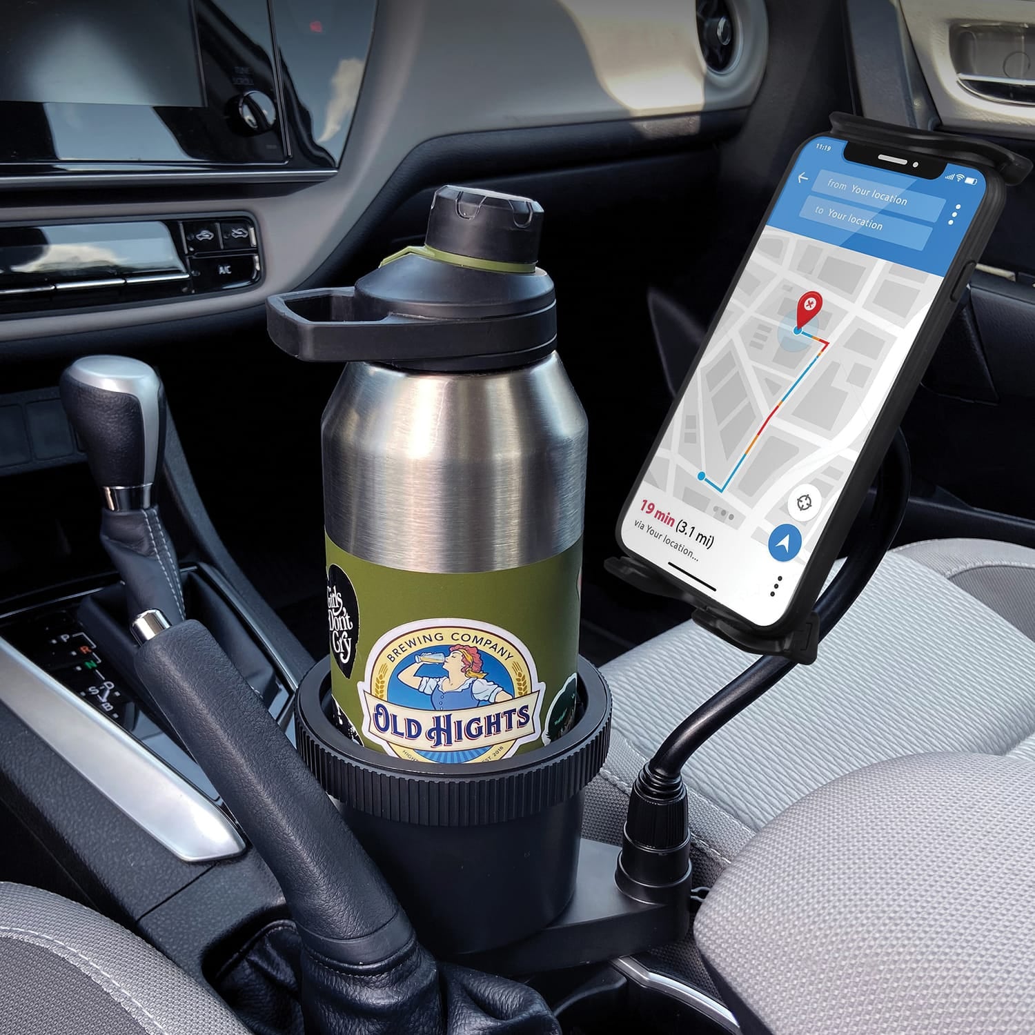 ToughTested Tough and Thirsty Big Mouth Cupholder Mount with Universal Phone, GPS, and Tablet Grip