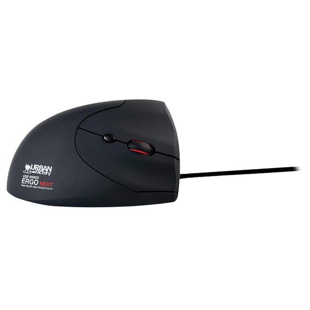 Urban Factory ERGO NEXT Vertical Wired USB-A and USB-C Mouse, Ergonomic, 6 Buttons, Right-Handed