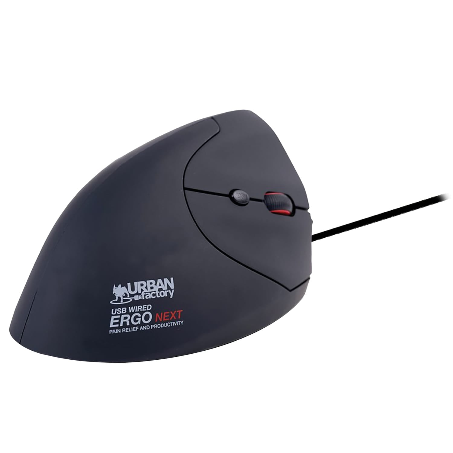 Urban Factory ERGO NEXT Vertical Wired USB-A and USB-C Mouse, Ergonomic, 6 Buttons, Right-Handed