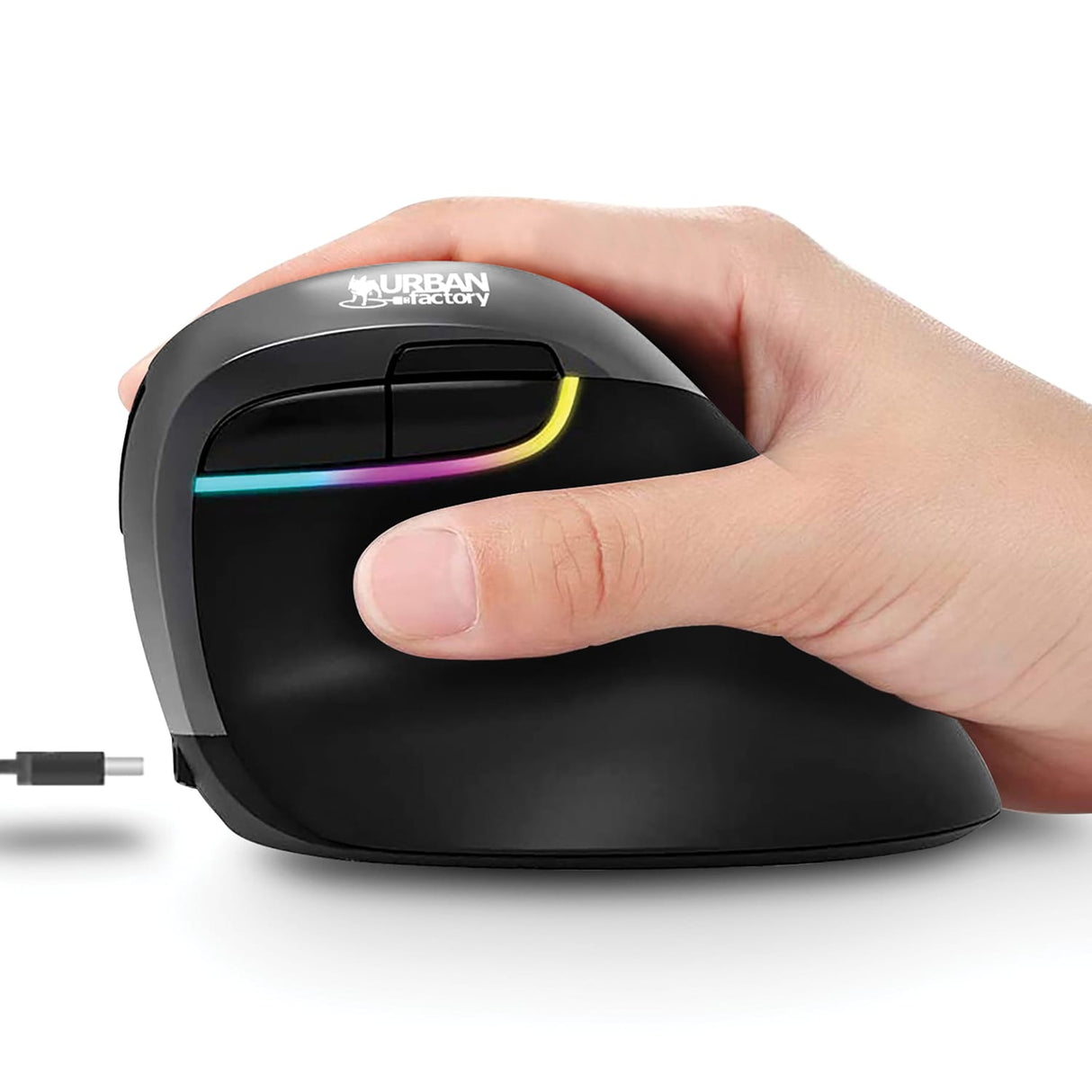 Urban Factory ERGO PRO Bluetooth and Wireless 2.4 GHz Vertical Mouse for Right-Handed Users