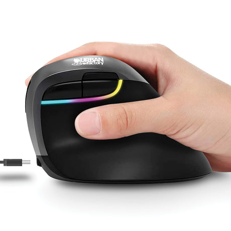 Urban Factory ERGO PRO Bluetooth and Wireless 2.4 GHz Vertical Mouse for Right-Handed Users