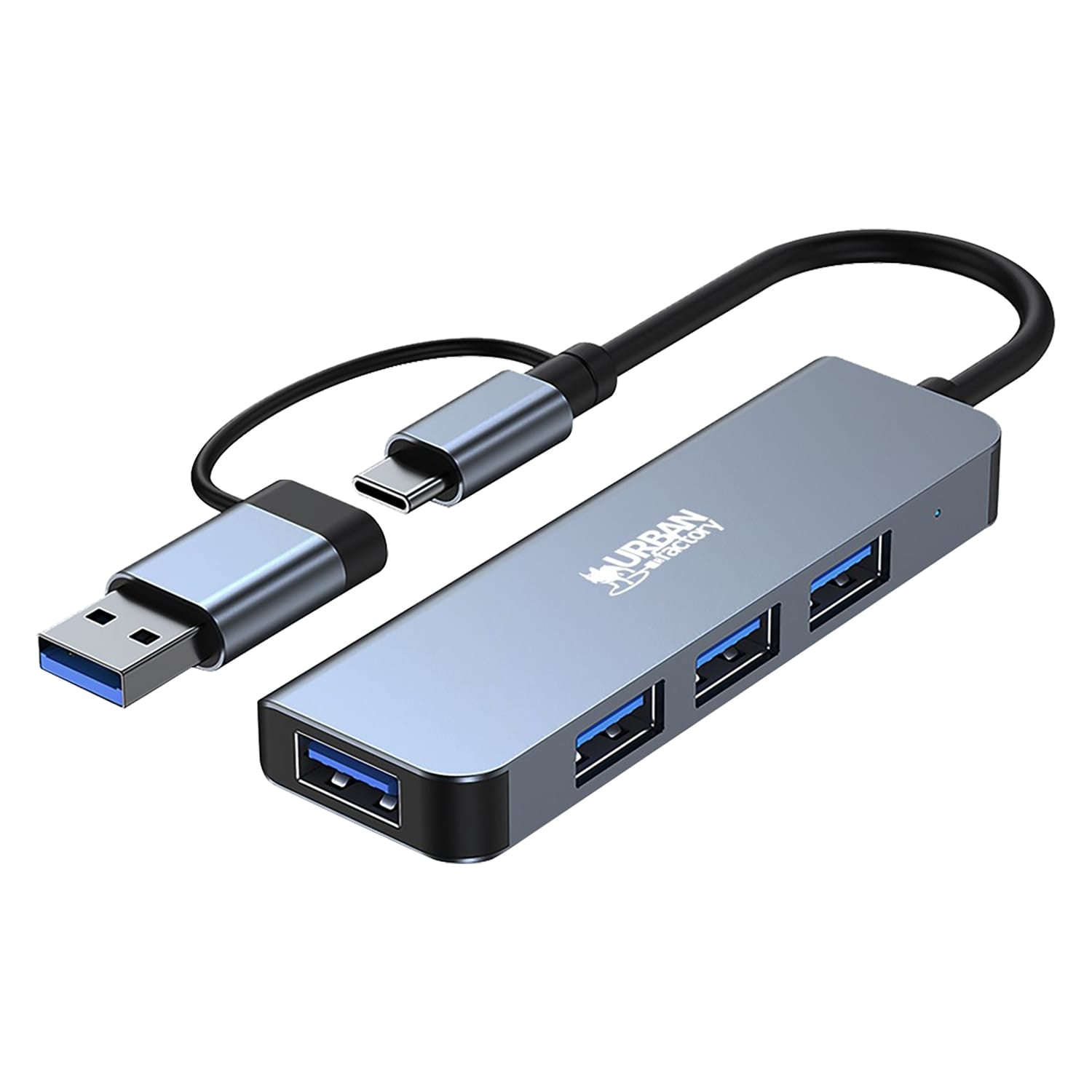 Urban Factory 4-Port MINEE Dual USB-A/USB-C Hub, for Notebooks, Tablets, and Smartphones