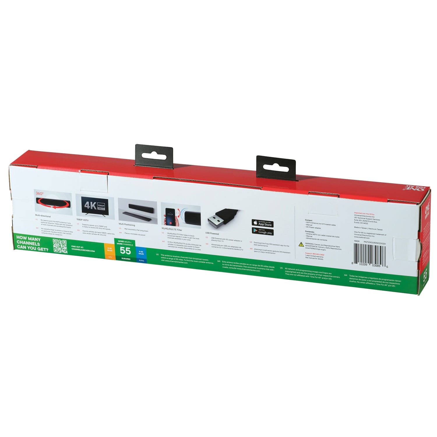 One For All Suburbs Amplified Bar Indoor HDTV Antenna