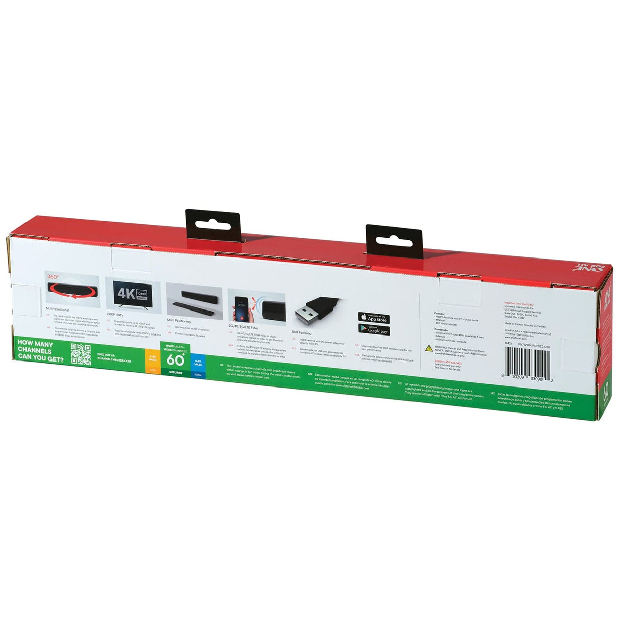One For All Suburbs Amplified Bar with Fabric Indoor HDTV Antenna