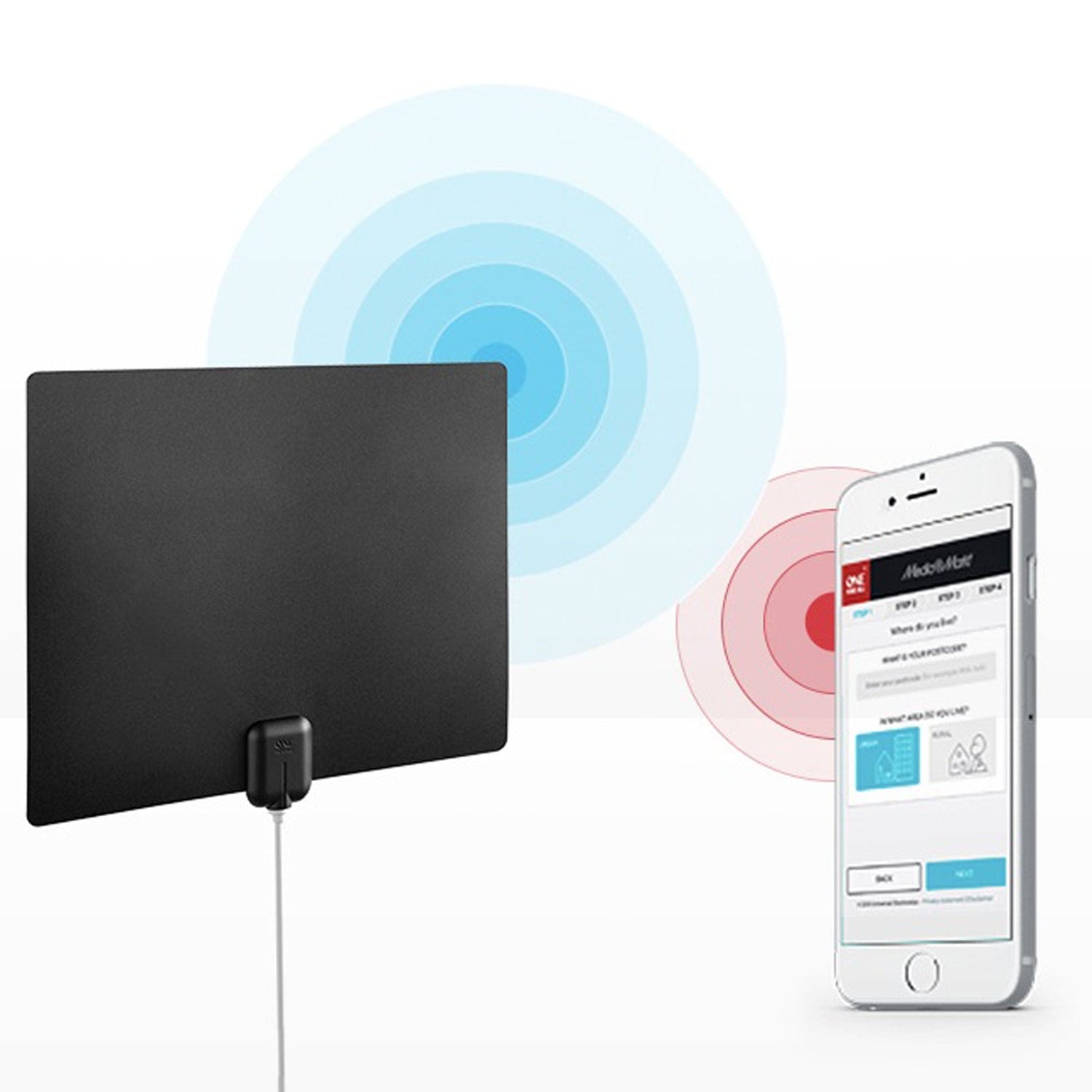 One For All Ultra-Thin Amplified Indoor Flat HDTV Antenna with up to 60-Mile Reception Range, 15584