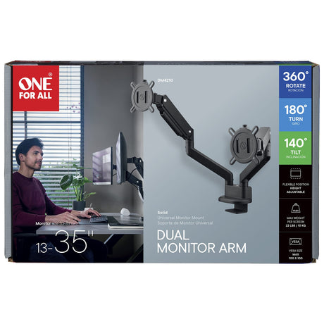 One For All 13-In. to 35-In. Dual Monitor Mount