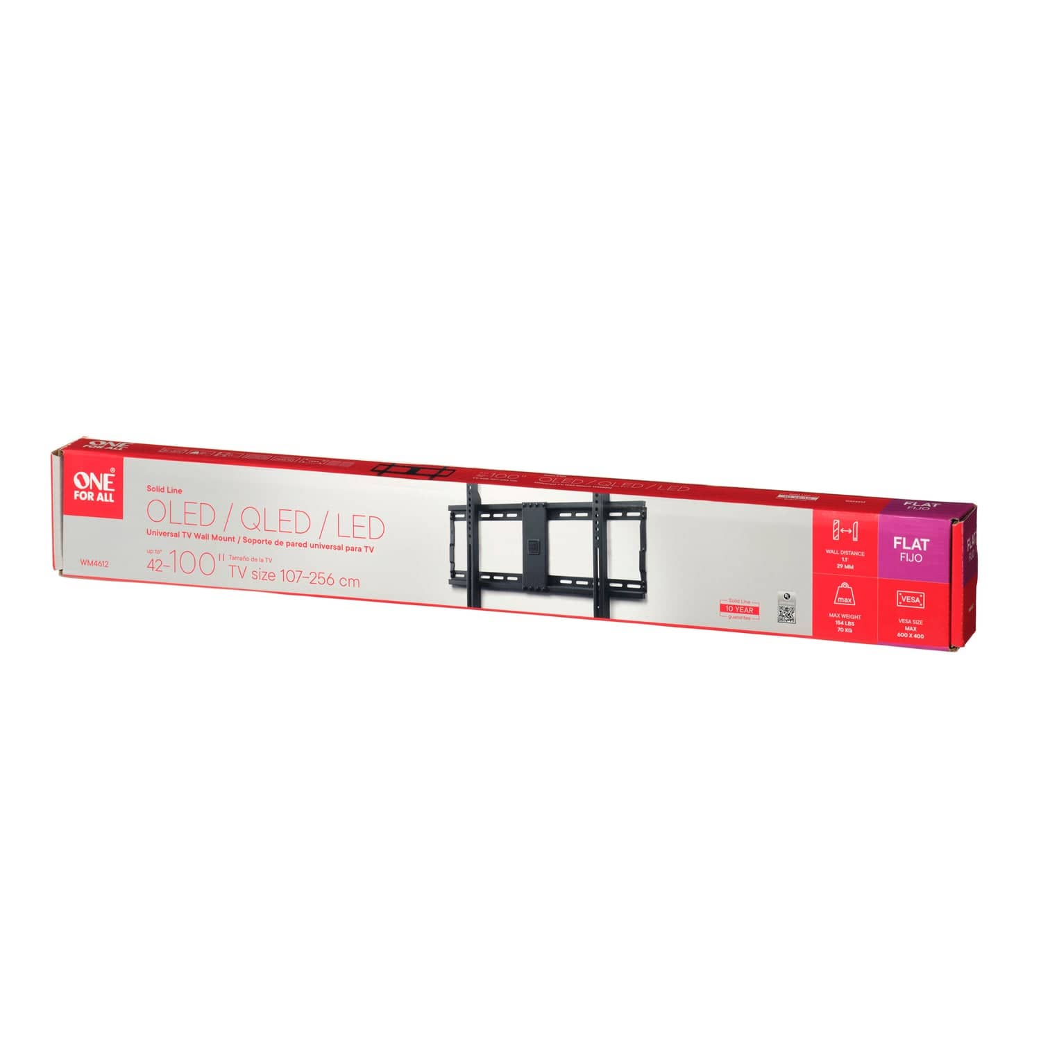 One For All SOLID Series 42-In. to 100-In. Universal Low-Profile Flat TV Wall Mount