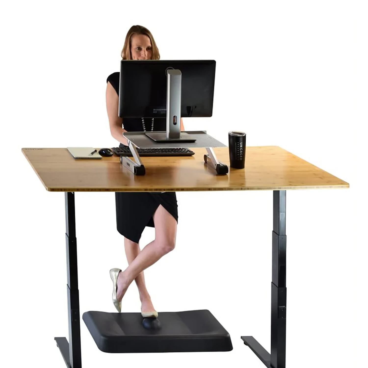 Uncaged Ergonomics Active Standing Anti-Fatigue Desk Floor Mat with Massage Ball, 32 In. x19.75 In., Black