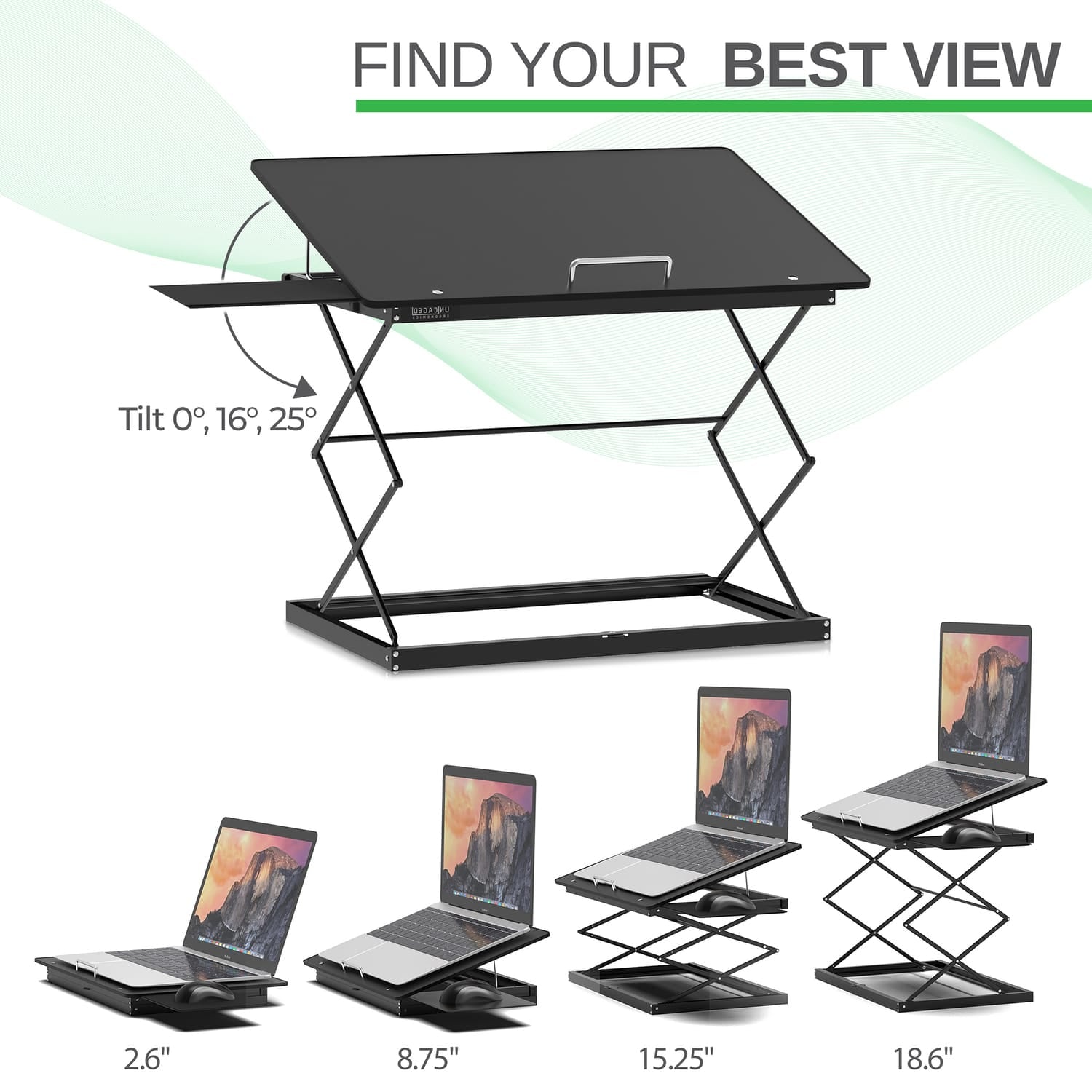 Uncaged Ergonomics CD4 Adjustable Standing Desk Converter for Laptops