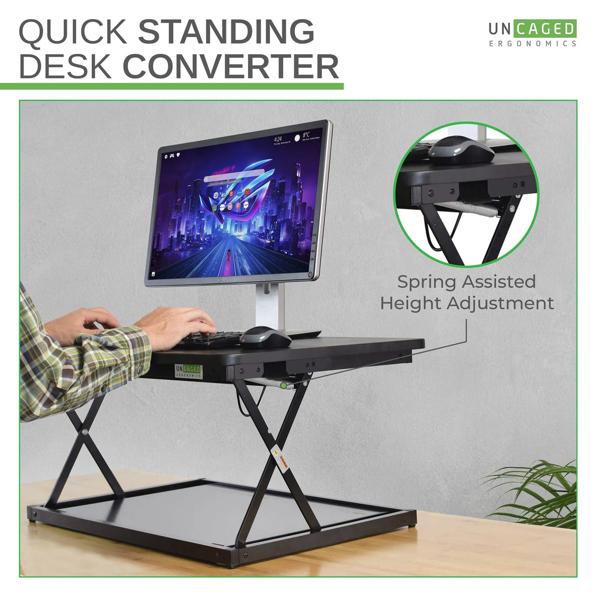 Uncaged Ergonomics CHANGEdesk Mini Desktop Standing Desk Converter, Black