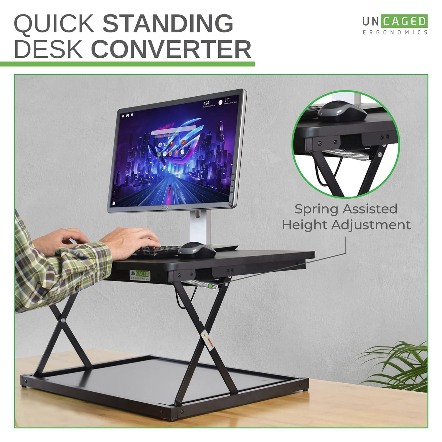 Uncaged Ergonomics CHANGEdesk Mini Desktop Standing Desk Converter, Black