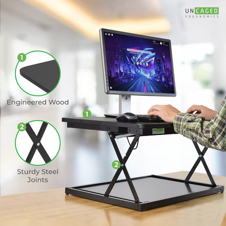 Uncaged Ergonomics CHANGEdesk Mini Desktop Standing Desk Converter, Black