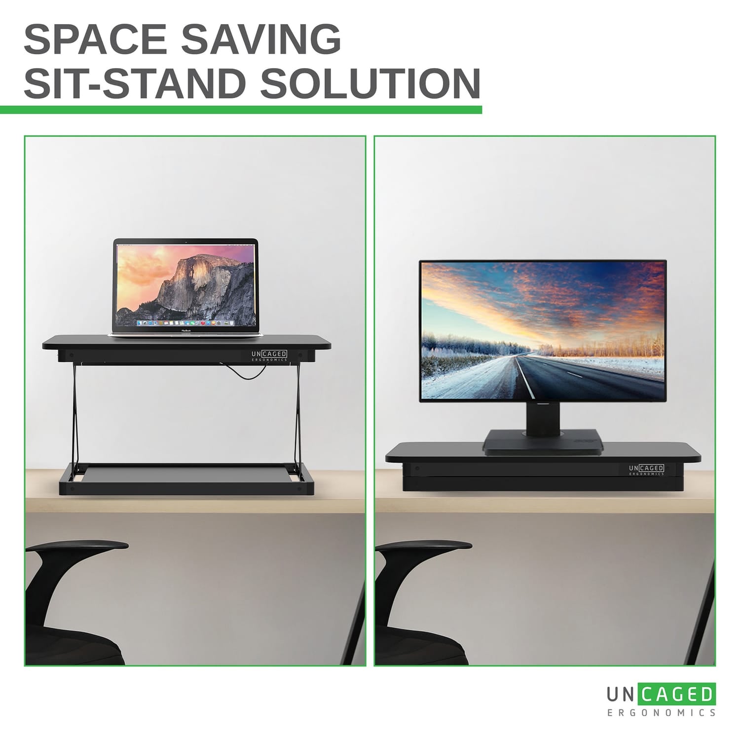 Uncaged Ergonomics CHANGEdesk Mini Desktop Standing Desk Converter, Black