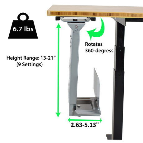 Uncaged Ergonomics CPU1 Under-Desk Steel CPU Holder
