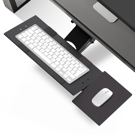 Uncaged Ergonomics KT1 Under-Desk Slide-Out Ergonomic Keyboard Tray with Ambidextrous Mouse Tray, Black