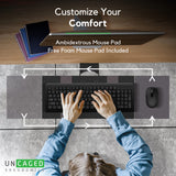 Uncaged Ergonomics KT1 Under-Desk Slide-Out Ergonomic Keyboard Tray with Ambidextrous Mouse Tray, Black
