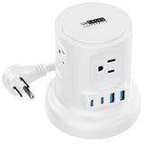 Uncaged Ergonomics 4-AC Outlet and 4-USB Port 320-Joules Retractable Cube Surge Protector Power Cube, 6-Ft. Retractable Cord with Angled Plug, White