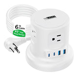Uncaged Ergonomics 4-AC Outlet and 4-USB Port 320-Joules Retractable Cube Surge Protector Power Cube, 6-Ft. Retractable Cord with Angled Plug, White