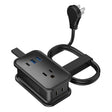 Uncaged Ergonomics Portable Travel Power Strip, 3 AC Outlets, 2 USB-A Ports, and 1 USB-C 20-Watt Fast-Charging Port, 3-Ft. Cord, Black