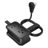 Uncaged Ergonomics Portable Travel Power Strip, 3 AC Outlets, 2 USB-A Ports, and 1 USB-C 20-Watt Fast-Charging Port, 3-Ft. Cord, Black