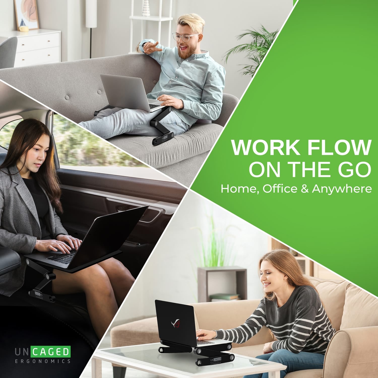 Uncaged Ergonomics WorkEZ Best Adjustable Laptop Stand and Lap Desk for Laptops