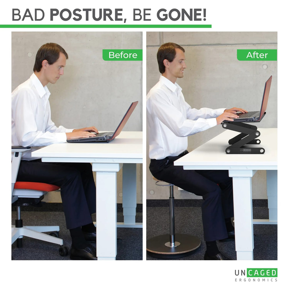 Uncaged Ergonomics WorkEZ Best Adjustable Laptop Stand and Lap Desk for Laptops