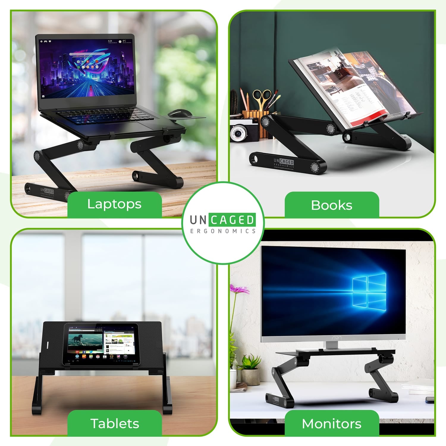 Uncaged Ergonomics WorkEZ Best Adjustable Laptop Stand and Lap Desk for Laptops