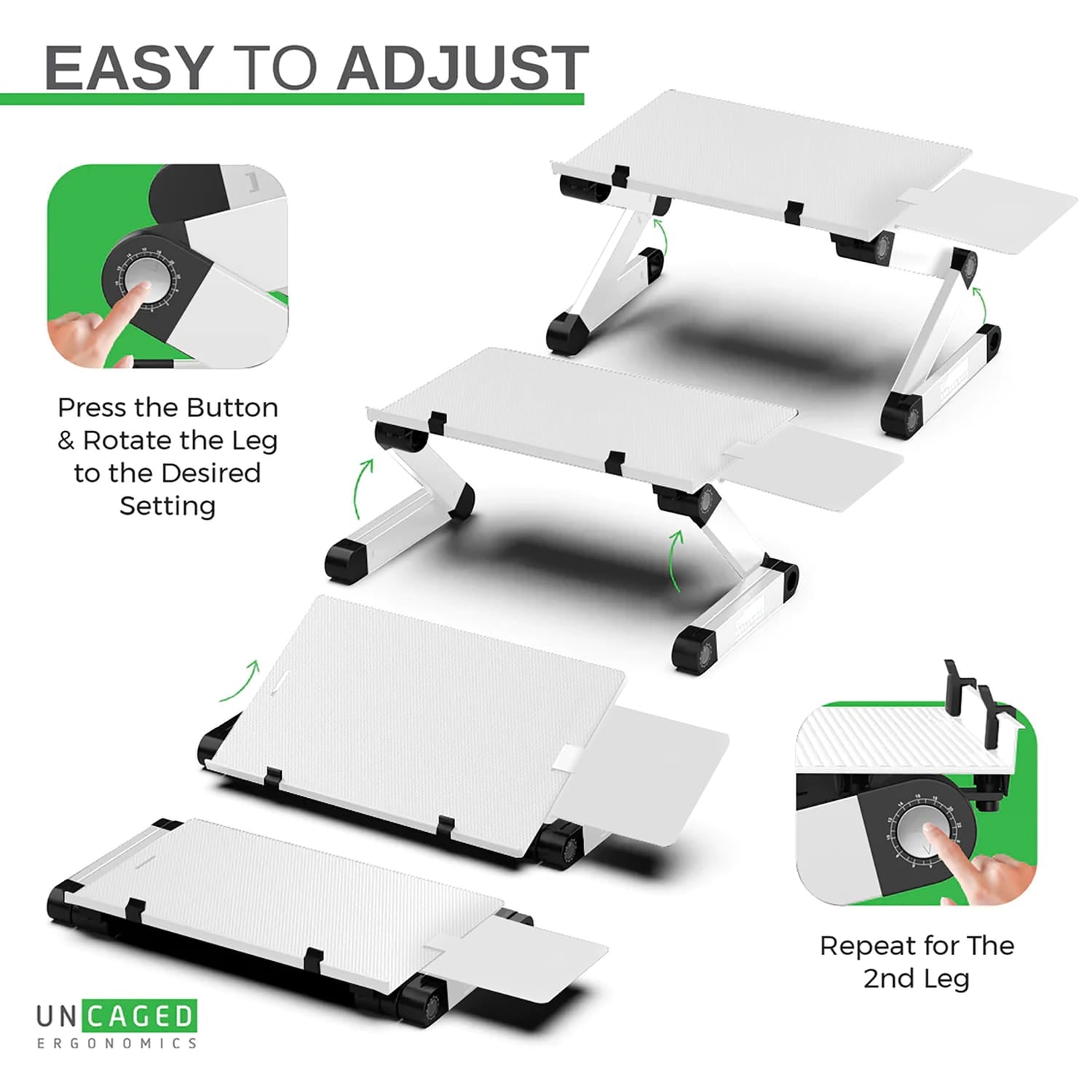 Uncaged Ergonomics WorkEZ Adjustable Keyboard Riser Stand for Desktop, Silver