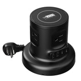 Uncaged Ergonomics 4-AC Outlet, 4-USB Port, Wireless Charging Pad Charger Cube Power Strip with Auto-Retracting 6-Ft. Cord, Black