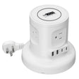 Uncaged Ergonomics 4-AC Outlet, 4-USB Port, Wireless Charging Pad Charger Cube Power Strip with Auto-Retracting 6-Ft. Cord, White