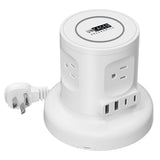 Uncaged Ergonomics 4-AC Outlet, 4-USB Port, Wireless Charging Pad Charger Cube Power Strip with Auto-Retracting 6-Ft. Cord, White