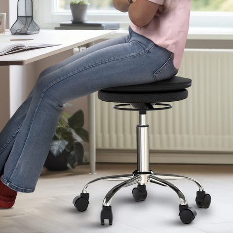Uncaged Ergonomics Wobble Stool Air Adjustable-Height Rolling Balance Stool, Black