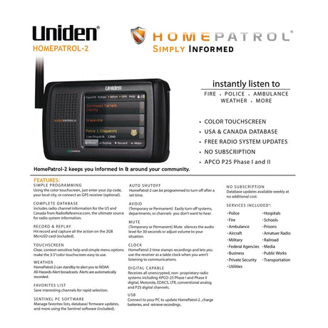 Uniden HomePatrol 2 Handheld Scanner