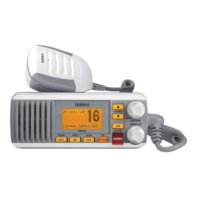 Uniden 25-Watt Fixed-Mount VHF Marine Radio with DSC, UM385, White