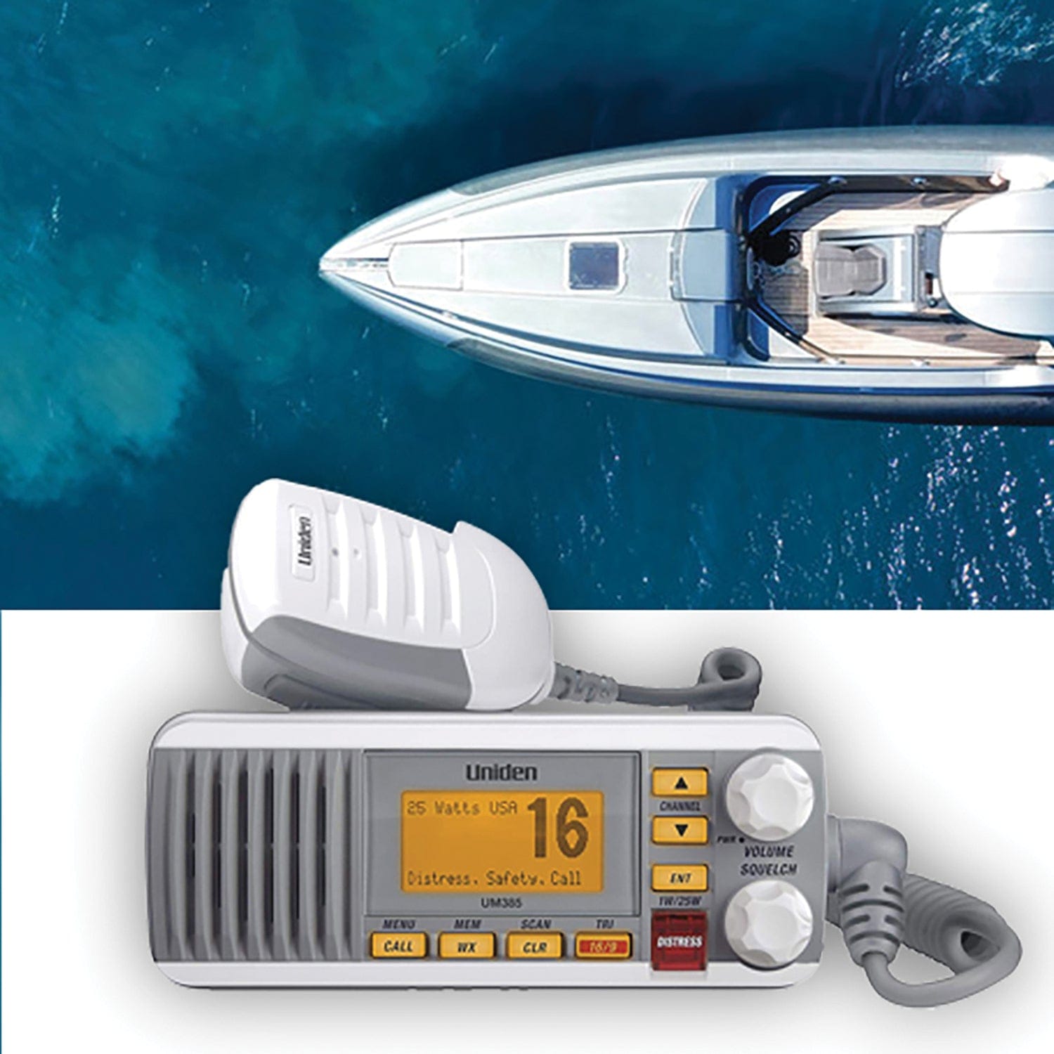 Uniden 25-Watt Fixed-Mount VHF Marine Radio with DSC, UM385, White