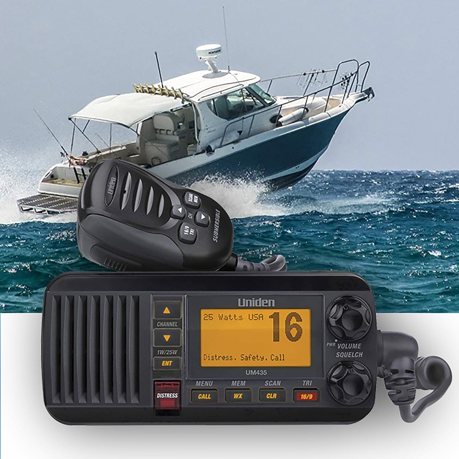 Uniden 25-Watt Fixed-Mount VHF Marine Radio with DSC, UM435, Black