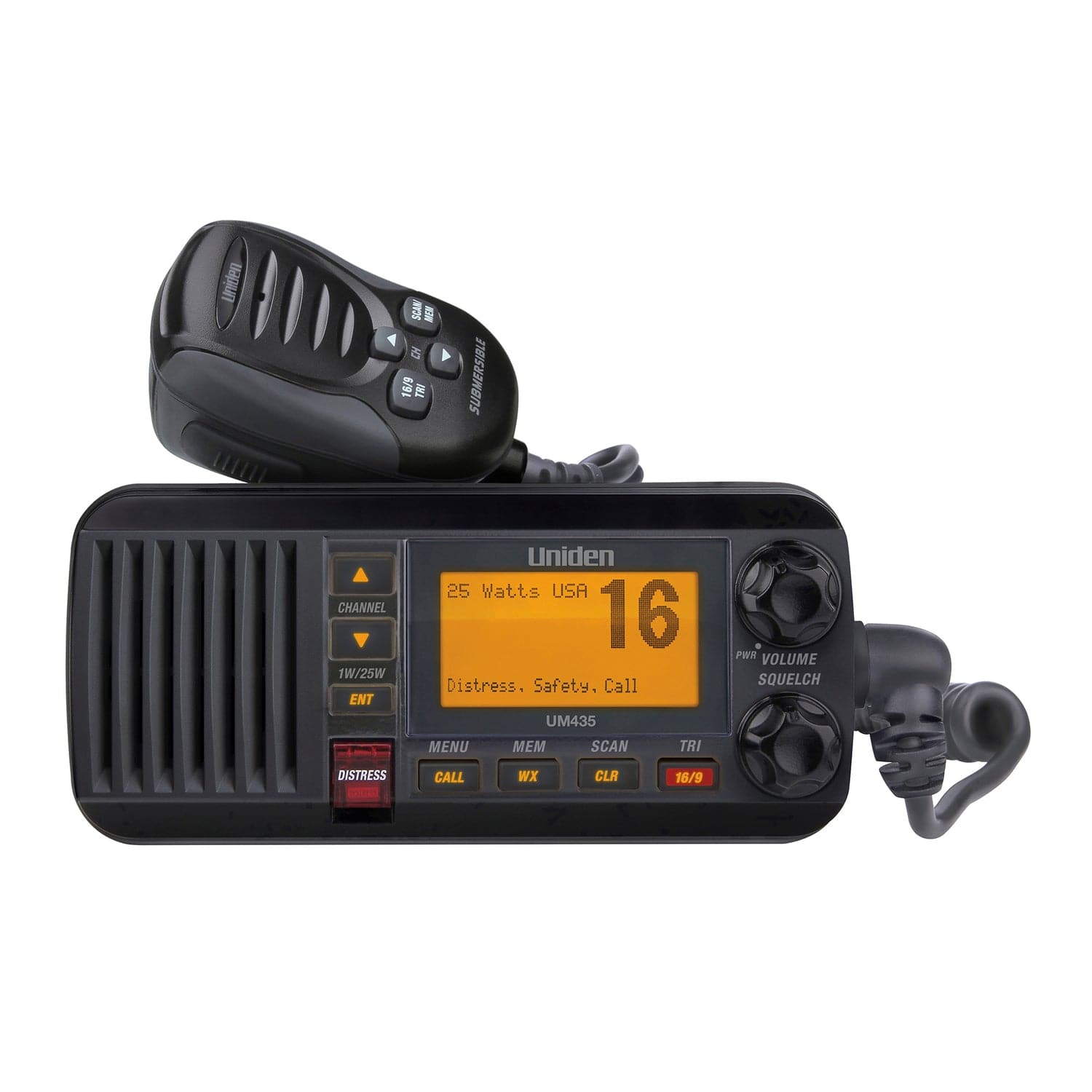 Uniden 25-Watt Fixed-Mount VHF Marine Radio with DSC, UM435, Black