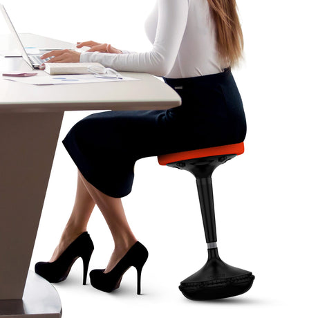 Uncaged Ergonomics Wobble Stool Adjustable-Height Standing Desk and Balance Stool, Red