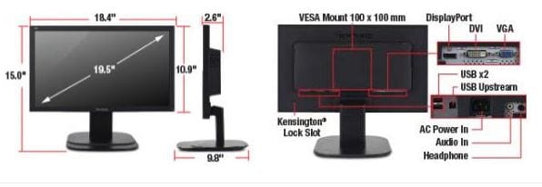 ViewSonic VG2039M-LED-S 20" Ergonomic Monitor - Certified Refurbished