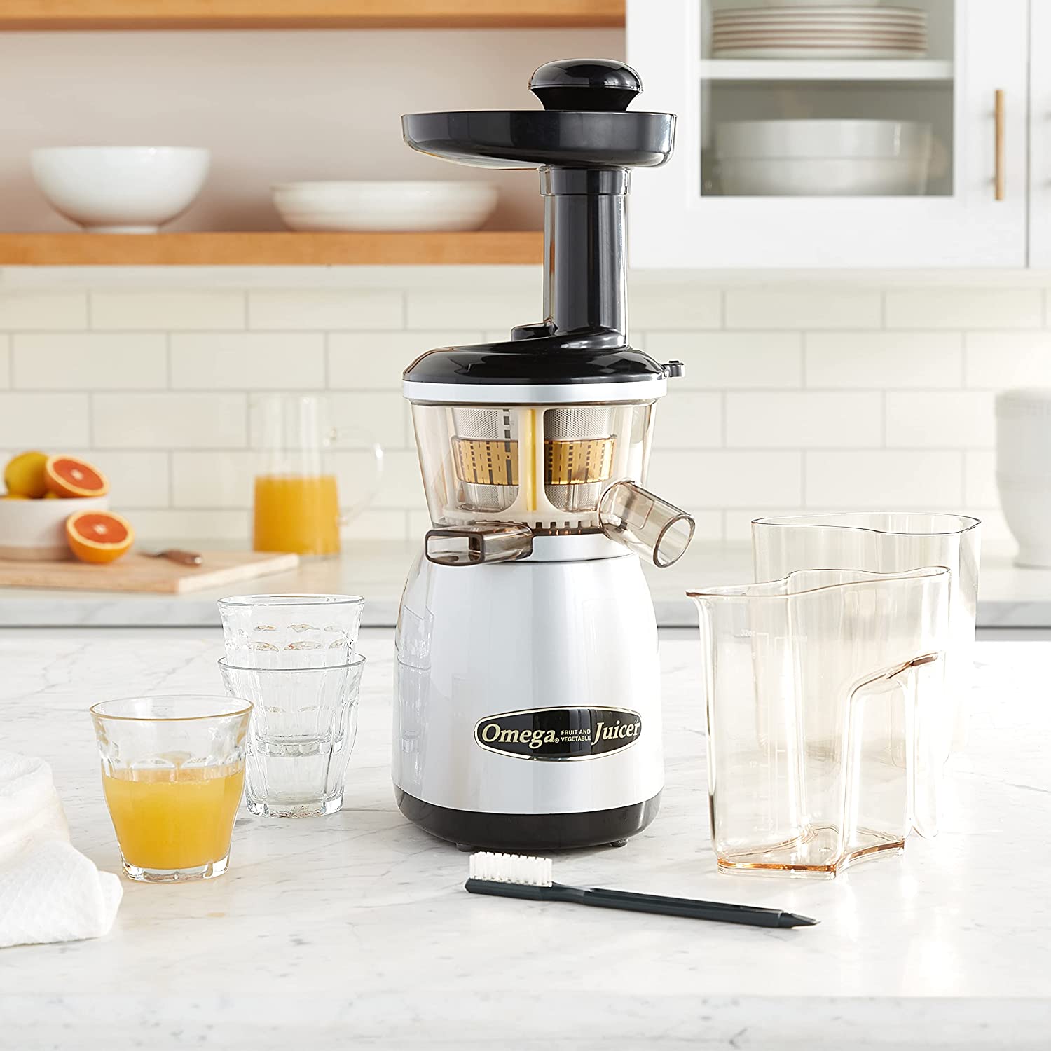 Omega Vertical Low Speed Juicer, Silver - Certified Refurbished