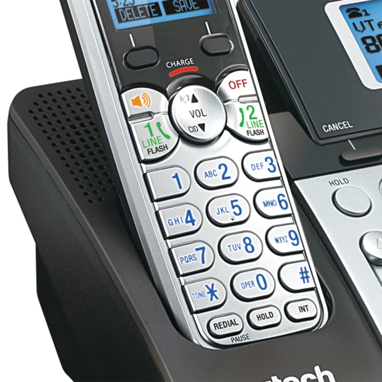 VTech 2-Line 1-Handset DECT 6.0 Expandable Cordless Phone System for Landline, Dual Digital Answering System, Speakerphone, and Dual Keypad