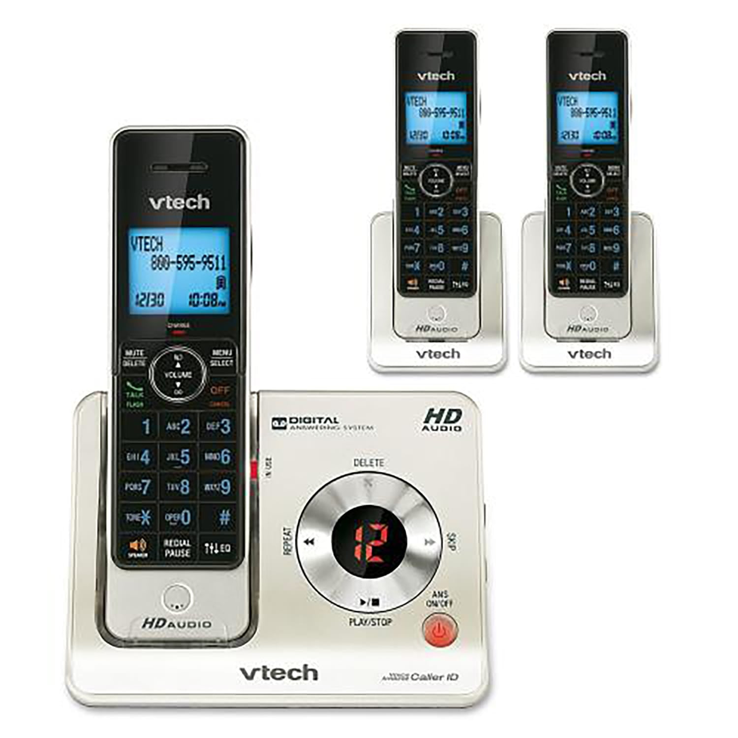 VTech 3-Handset DECT 6.0 Expandable Cordless Phone System for Landline, Answering System and Caller ID/Call Waiting, LS6425-3