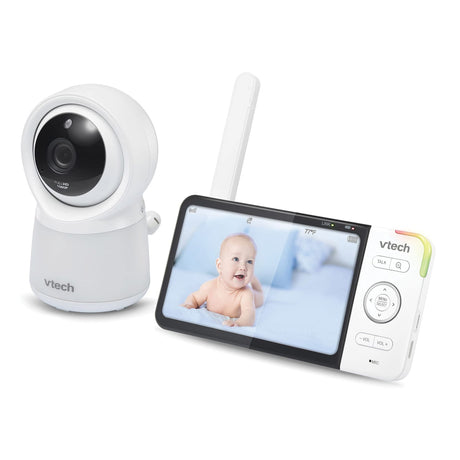 VTech RM5754HD Smart Wi-Fi 1080p Video Baby Monitor System with 5-In. Display, Night-Light, and Remote Access, White
