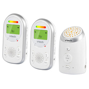 VTech DECT 6.0 Digital Audio Baby Monitor with Glow-on-Ceiling Night-Light, 2 Parent Units, Vibrating Sound Alert, Intercom, up to 1000-Ft. Range