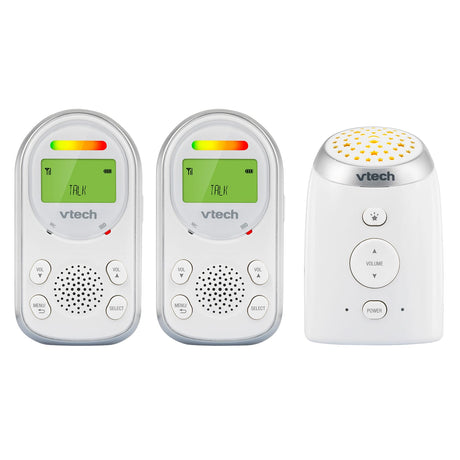 VTech DECT 6.0 Digital Audio Baby Monitor with Glow-on-Ceiling Night-Light, 2 Parent Units, Vibrating Sound Alert, Intercom, up to 1000-Ft. Range